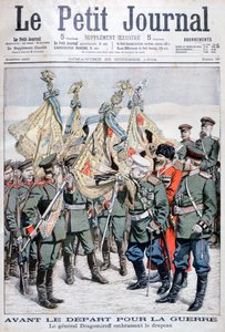 Il Generale Dragomirov bacia la bandiera prima della partenza delle truppe per la Guerra Russo-Giapponese, 1904 da Unbekannt