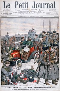 Generale Kuropatkin in visita alle linee russe in auto, Guerra russo-giapponese, 1904