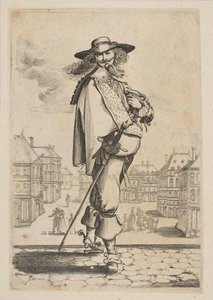 Gentiluomo con una spada davanti ad alcuni edifici, 1629 da Unbekannt