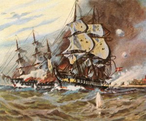 Attacco della batteria tedesca dalla spiaggia di Eckernförde, 5 aprile 1849, 1936 da Unbekannt