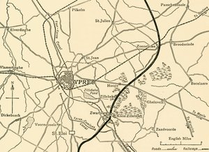 Posizioni tedesche vicino a Ypres, Fiandre, Prima Guerra Mondiale da Unbekannt