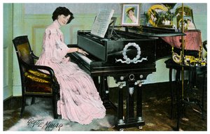 Gertie Millar, attrice e cantante britannica, che suona il pianoforte, c1890-1909 da Unbekannt