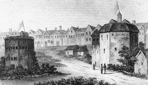 Globe Theatre, Bankside, Southwark e il Bear Garden, c1597 1825