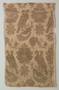 Seta con motivi dorati con falchi e araldica, 1360-1400 da Unbekannt