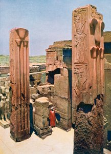 Pilastri di granito con decorazioni di loto e papiro, Tempio di Amon-Ra, Karnak, Egitto da Unbekannt