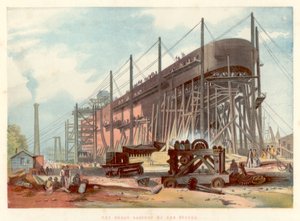 Great Eastern sui cantieri a Millwall sul Tamigi, 1857 da Unbekannt
