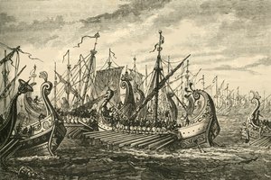 Triremi greche alla battaglia di Salamina, 1890 da Unbekannt