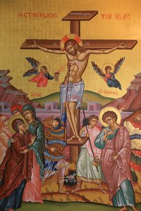 Icona ortodossa greca raffigurante la crocifissione di Gesù da Unbekannt