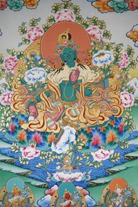 Tara verde, simbolo di prosperità. Monastero di Kopan, Kathmandu, Nepal