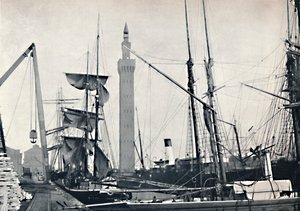 Grimsby - Vista dei Docks, con la Torre Idraulica, 1895 da Unbekannt