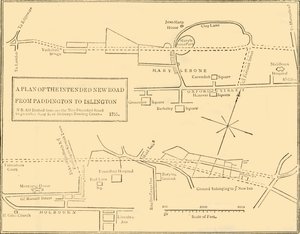 Piano del nuovo percorso da Islington a Edgware Road, 1755 da Unbekannt