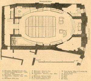 Piantina della moderna chiesa di St. Martin Outwich, demolita nel 1874, 1897 da Unbekannt