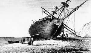 HMS Beagle a terra, Rio Santa Cruz, Patagonia, Sud America, 1834 1839