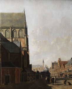 Haarlem, vista della città (Chiesa della città e piazza del mercato)