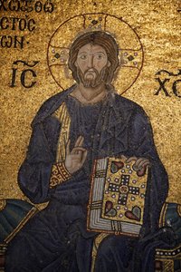 Mosaico di Hagia Sophia: Gesù che benedice e tiene la Bibbia, Istanbul, Turchia