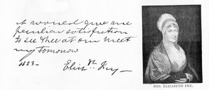 Scrittura e firma di Elizabeth Fry
