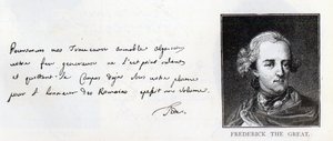 Scrittura e firma di Federico il Grande, Re di Prussia da Unbekannt