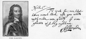 Scrittura e firma di John Hampden da una lettera scritta a Sir John Eliot in prigione, 21 marzo