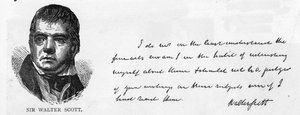 Scrittura e firma di Sir Walter Scott da Unbekannt