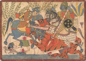 Harishchandra e il suo ministro che uccidono una tigre, da una serie di Harishchandra