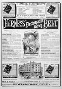 Annuncio della Cintura Elettropatica Harness, 1893 da Unbekannt