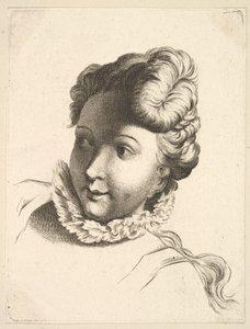 Testa di donna con colletto, da Livre de Têtes Gravées d