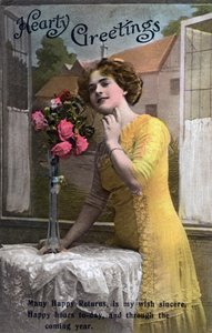 Auguri di cuore, cartolina di compleanno, c1918 da Unbekannt