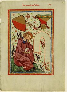 Heinrich von Veldeke dal Codex Manesse, tra il 1305 e il 1340 da Unbekannt