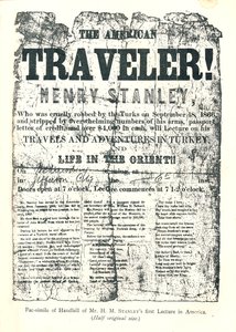 Henry M. Stanley, Volantino del tour di conferenze in America, A 31 anni scoprì il Dr. Livingstone in Africa da Unbekannt