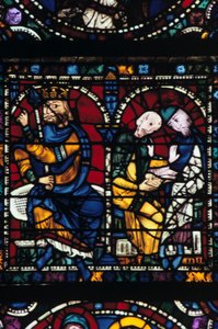 Erode e i suoi consiglieri, vetrata, Cattedrale di Chartres, Francia, 1145-1155