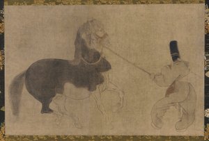 Cavallo e accompagnatore, periodo Momoyama, 1568-1615