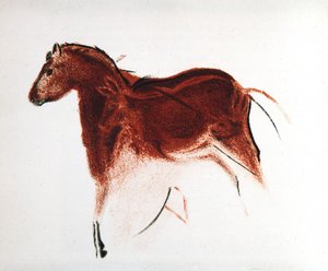 Cavallo e cerva, pittura rupestre paleolitica da Altamira, Spagna meridionale, c. 16.000-c. 9000 a.C. da Unbekannt
