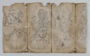 Disegno iconografico di esseri illuminati tantrici verso da Unbekannt