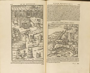 Illustrazione da De re metallica libri XII di Georgius Agricola, 1556