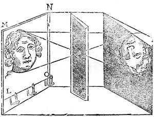 Illustrazione del principio della camera oscura, 1671 da Unbekannt