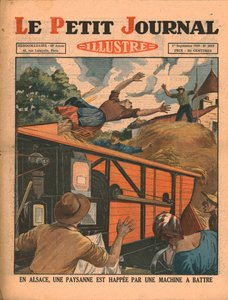 In Alsazia, una contadina è catturata in una macchina da trebbiatura, 1929