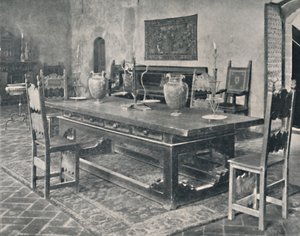 Interno, Palazzo Davanzati - Con tavolo del XV secolo dal distretto di Parma o Modena, 1928 da Unbekannt
