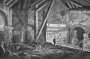 Interno di una fonderia a Broseley, Shropshire, 1788, 1904