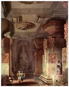 Interno di un tempio rupestre, Ellora, Maharashtra, India, XIX secolo 1956 da Unbekannt