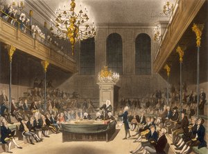 Interno della Camera dei Comuni, Westminster, Londra, 1809