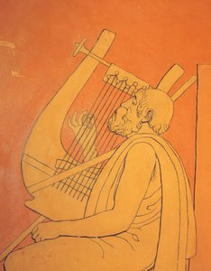 Vista interna di disegni figurativi decorativi di rappresentazione simbolica maschile dell