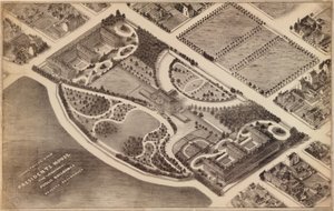 Veduta isometrica della Casa del Presidente, degli edifici pubblici circostanti e delle residenze private: [Washington D.C.] da Unbekannt