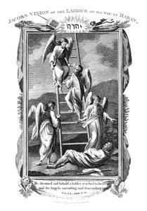 Il sogno di Giacobbe degli angeli che salgono e scendono la scala verso il cielo