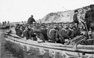 Truppe giapponesi che sbarcano a Chinnampo, Guerra Russo-Giapponese, 1904