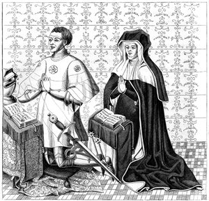 Jean Jouvenel des Ursins e sua moglie, Michelle de Vitry, in preghiera, XIV o XV secolo, 1849 da Unbekannt