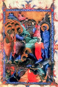 Gesù risuscita Lazzaro dopo quattro giorni, c1280 da Unbekannt