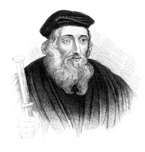 John Wycliffe, teologo e riformatore religioso inglese del XIV secolo, c1850