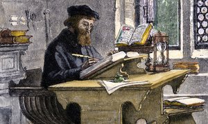 John Wycliffe al lavoro, XIX secolo da Unbekannt