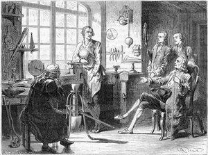 Joseph Black visita James Watt nel suo laboratorio di Glasgow
