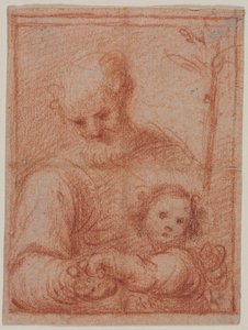Giuseppe e il Bambino recto, Frammento di due figure verso, 16° secolo da Unbekannt